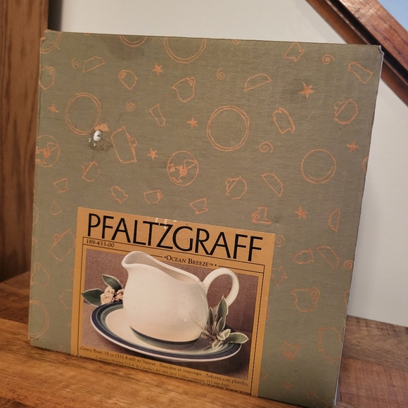 Vintage Pfaltzgraf Ocean Breeze Gravy Boat w/Saucer 18oz, Made in USA, Like New - Picture 8 of 11